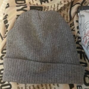 Gray Ribbed Knit Beanie
